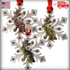 Pewter Jackalope Snowflake Christmas Tree Ornaments, Made in the USA