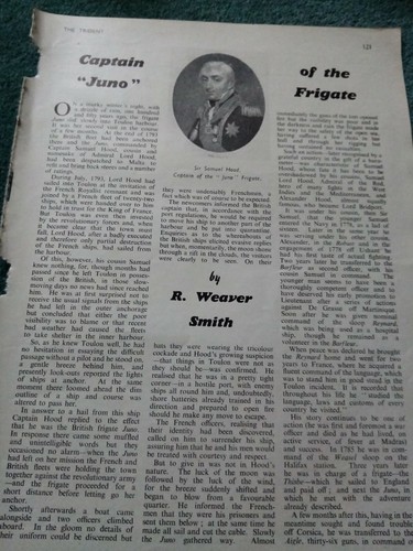 B3D Ephemera 1948 Artikel Kapitän des Juno Samuel Hood r Weaver Smith