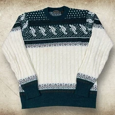 VTG Richman Brothers Beige Nordic Fair Isle Pullover Sweater Men Size L Slopes