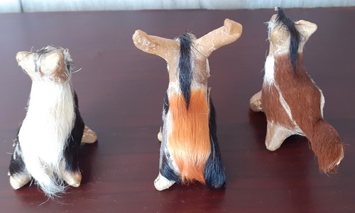 Lot of 3 Rare Vintage Tiny Animal Figurines Real Fur Hair Handcrafted - Picture 4 of 5