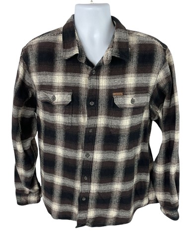 Vtg Orvis Shacket Mens XL Brown Black Plaid Heavy Flannel Cotton Shirt Jacket 割引クーポン有 HEAVY JKT SHIRT CHECK COTTON シャツ