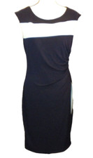Sleeveless Dress Womens Medium Black Teal White Split Skirt Pullover Casual