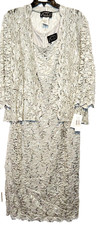 Womens Alex Evenings Lace Sequin 2-Piece Formal Jacket Dress Silver Size 14W-NWT