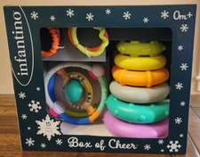 Infantino Go Gaga Box of Cheer Baby Sensory Learning Toy Ring Link Rattle 15 NEW