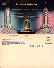 John Hancock Building Tower Boston MA Weather Lights Postcard