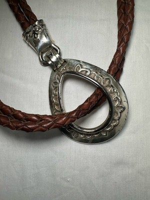 Vintage 90s Brighton Western Lariat Braided Leather Belt Vintage Braided Leather Belt: Brighton, Wathne, One World  main image 4