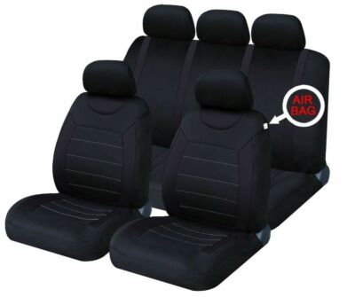 Black Mesh Full Set Front & Rear Car Seat Covers for Fiat Punto All Years