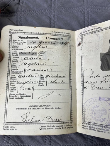 ANTICO LIBRETTO PASSAPORTO SVIZZERO,SUISSE,DATATO 1930 con francobolli scaduti - Foto 4 di 10