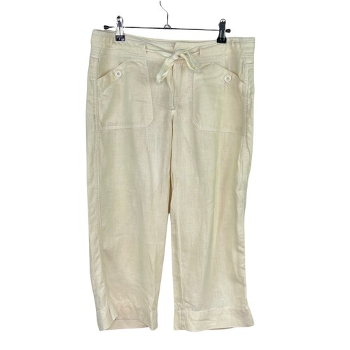 Hollister Ivory Linen Low Rise Wide Leg 