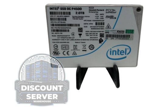 HPE Intel P4500 2TB 2.5 PCIe NVMe SSD DC VO002000KWJSF 2000GB 877709-002 - Picture 6 of 10