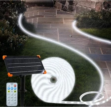 50Ft Solar LED Strip Lights Outdoor, LED Long Strip Lights IP68 Fully Waterproof