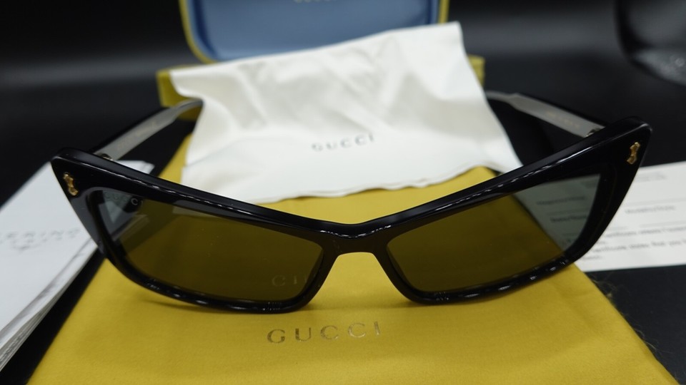 Women's Gucci GG0626S Acetate Designer Sunglasses Black Grey Authentic