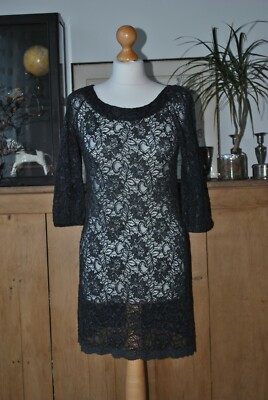Witchery grau Spitze Etuikleid Größe 8 elegant Party Abend Tee Cocktail