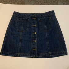 Women Vanilla Star Premium Sz 7 Dark Wash Jean Mini Skirt Fashion Button Down