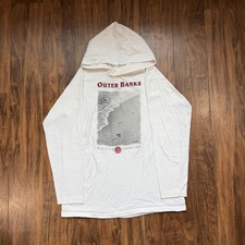 Vintage 90s Outer Banks North Carolina Hoodie Shirt Mens Large White USA Made