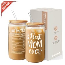 Sustainable 16 Oz Insulated Glass Cup for Mom - Birthday Mother's Day Gift