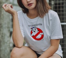 White Who Ya Gonna Call Ghostbusters Marshmallow Man Mens T Shirt Gildan MEDIUM