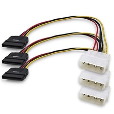 XANHAM 3-Pack 7.8 Inch 4 Pin Molex to SATA Power Cable, IDE 4Pin Male Black