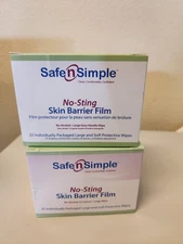 SAFE N SIMPLE NO-STING SKIN BARRIER WIPES, LOT OF 2 BOXES, 25 per box, Exp 2026