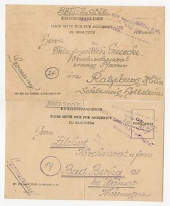 2 X War Prisoners Mail Cards Egypt 1947