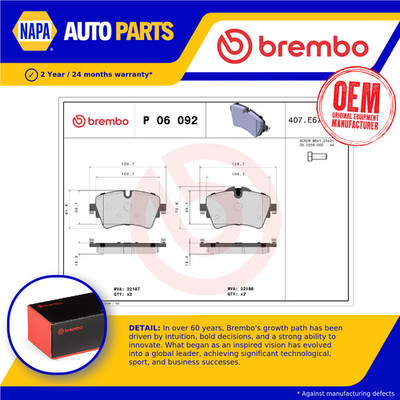 Brake Pads Set fits BMW 218D F45 2.0D Front 13 to 21 Brembo 34106863293 Quality