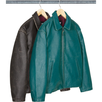 Supreme x Schott Leather Racer Jacket Black Teal 2colors FW25 | eBay