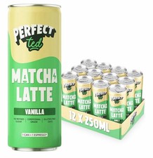 PerfectTed Vanilla Matcha Latte 12 x 250ml Vegan Oat Drink UK Fast Post