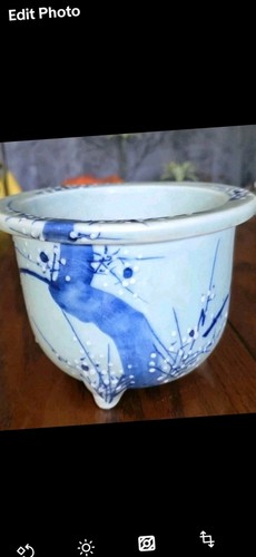 Vintage Traditional Japanese Seto Ware Glazed Bonsai Planter, Porcelain