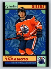 2022-23 O-Pee-Chee Retro Black Border Kailer Yamamoto 022/100 Edmonton Oilers