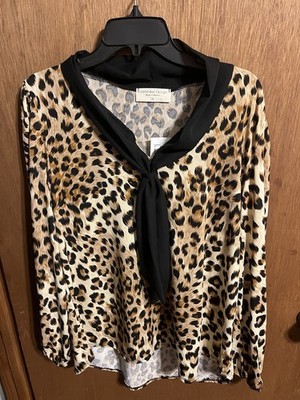 Grand Ave Design Top Women s Size 1X  Animal Print 3/4 Sleeve Blouse NEW