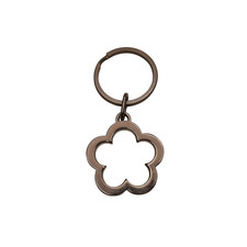 Silver Tone Flower Shaped Metal Keyring Keychain 1.5 Inches Across