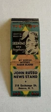 John Russo News Stand Geneva New York Vintage Matchbook Cover 319B
