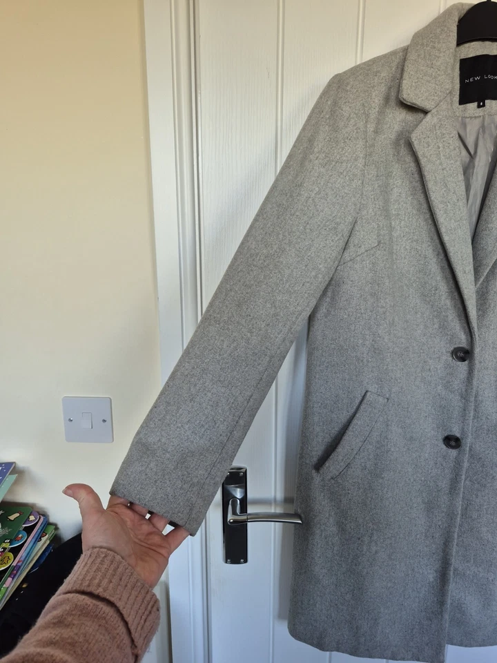 New Look Ladies Grey Overcoat Size 8 - Image 3 of 4
