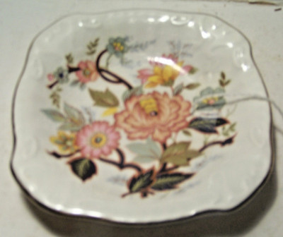 Aynsley Flower Gold Trinket Dish, Square