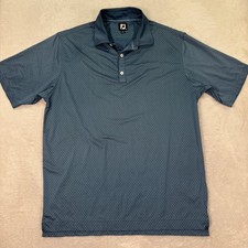 FJ FootJoy Mens Golf Polo Shirt XL Blue Diamond Print Short Sleeve Performance