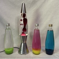 Vtg MATHMOS Astro BABY Lava Lamp Clear Liquid with Green Lava + 3 Extra Globes