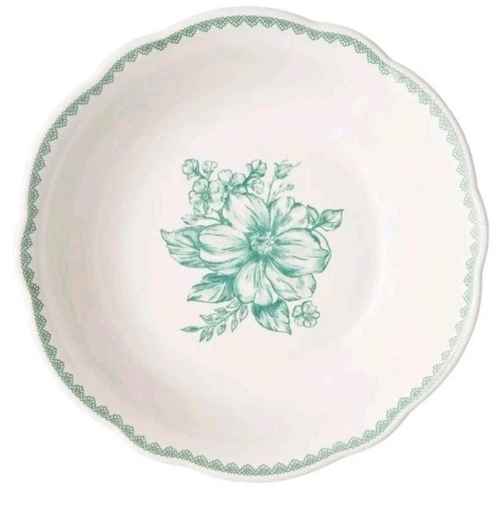 NEW Set of 4 Pioneer Woman  AGATHA GREEN 7" Scalloped Soup Cereal Bowls