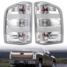 Rear Tail Lights For 2007-2014 Chevy Silverado Pickup Chrome Clear Lamps Wbulbs Rear Tail Lights For 2007-2014 Chevy Silverado Pickup Chrome Clear Lamps Wbulbs