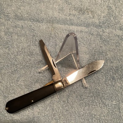 Camillus USA Electrician s Knife Black Syn Scales 2 Blade SS Very Clean 3 3/4 cl