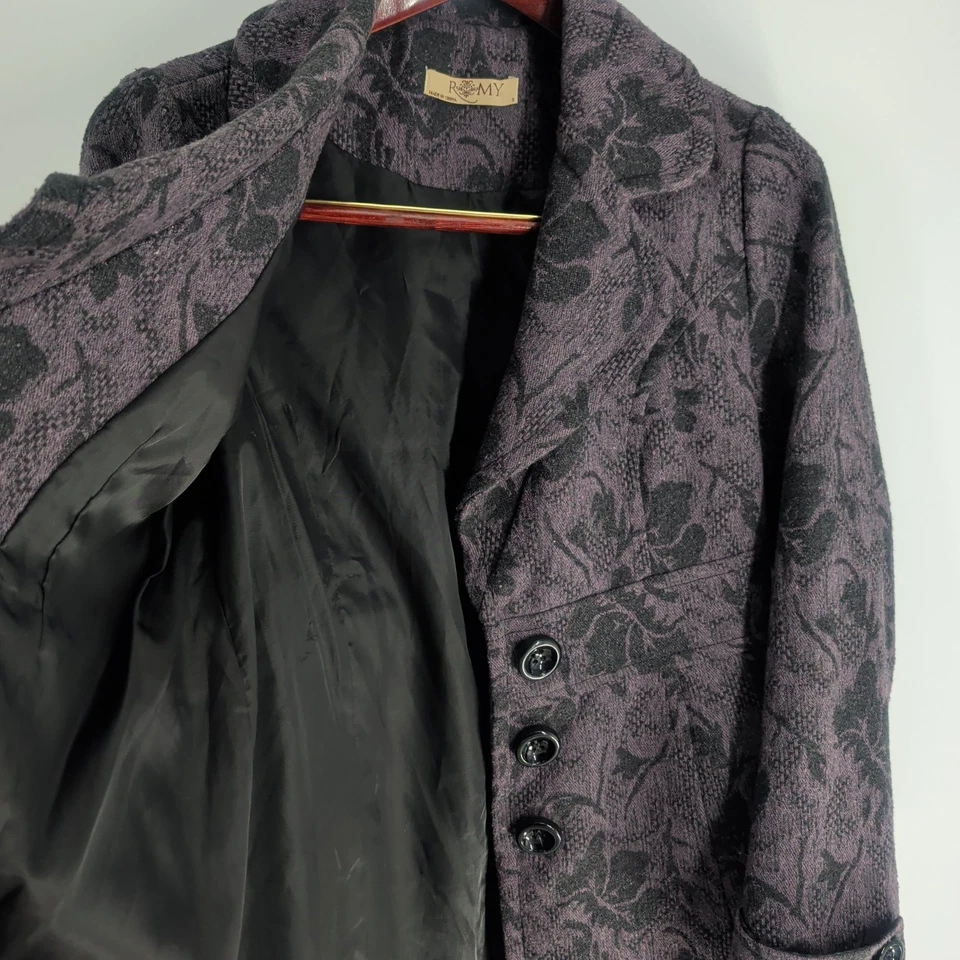 Vestido Romy Floral Solapa Muesca Cuello Jessie Abrigo Guisante Gris Carbón Talla Pequeña Foto 4 de 4