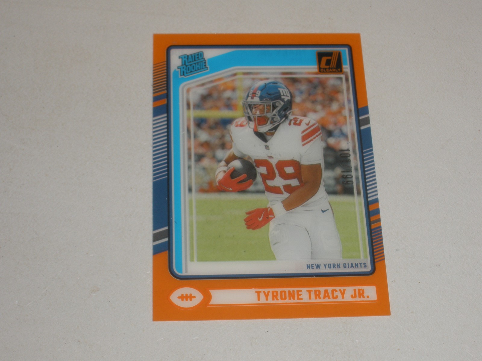 2024 Panini Clearly Donruss Rated Rookie Orange #100 Tyrone Tracy Jr 101/199 RC