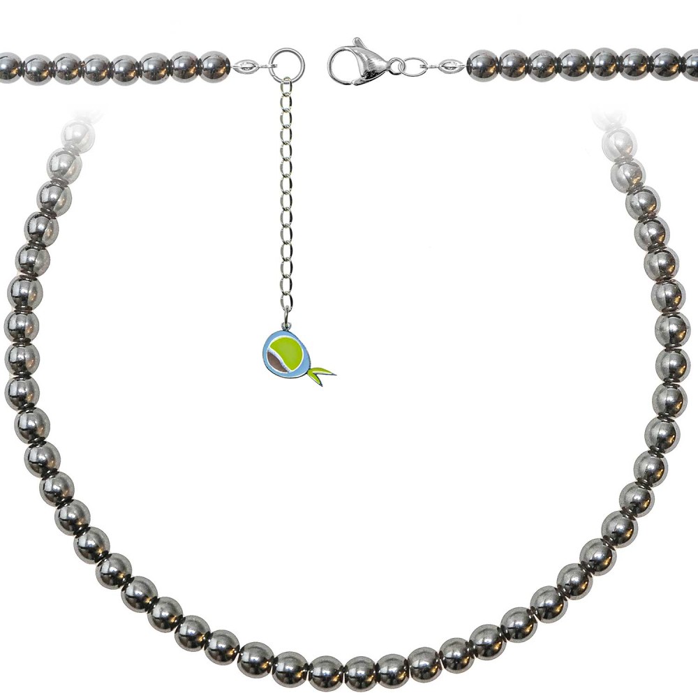 Collier en hématite véritable - Tour de cou perles 6mm et longueur 38cm