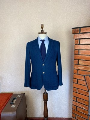 Massimo Dutti Blue Jersey Extrafine Cotton Unlined Patch Pockets Blazer 40 EU 50