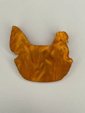 Plastic Acrylic Hen on Nest Chicken Orange Pearlescent Magnet