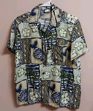 In Gear Hawaiian Shirt Men's Medium Green Blue