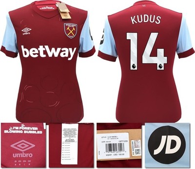 NEU MIT ETIKETT 2023 2024 UMBRO WEST HAM HEIMTRIKOT KUDUS 14 HERREN SMALL