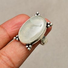 Crystal Quartz Gemstone 925 Sterling Silver Handmade Jewelry Ring 7