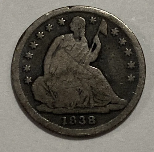 1838 Small Stars - Seated Liberty Half Dime - Exact Coin Imaged #SL100