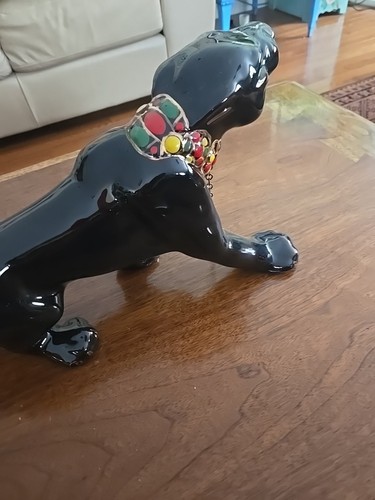 MCM Vintage schwarzer Panther Statue Goldjuwel Ton Kragen - Bild 5 von 11