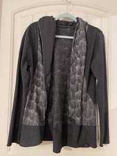 prAna Cardigan Sweater Size M Gray Hooded Organic Cotton Lightweight